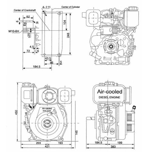 Silnik diesla WM178F 306 cc, 6,0КМ